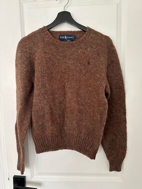 Ralph Lauren Crewneck 100% Wool Sweater in Brown